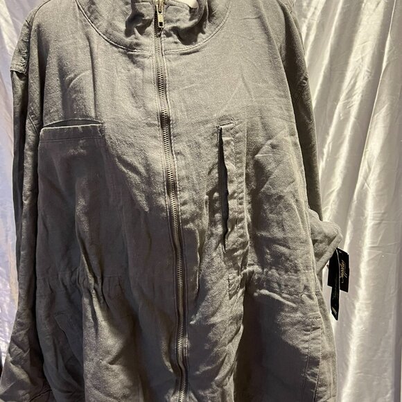supplies Jackets & Blazers - NWT Supplies Gray Linen Blend Utility Jacket Size 2X